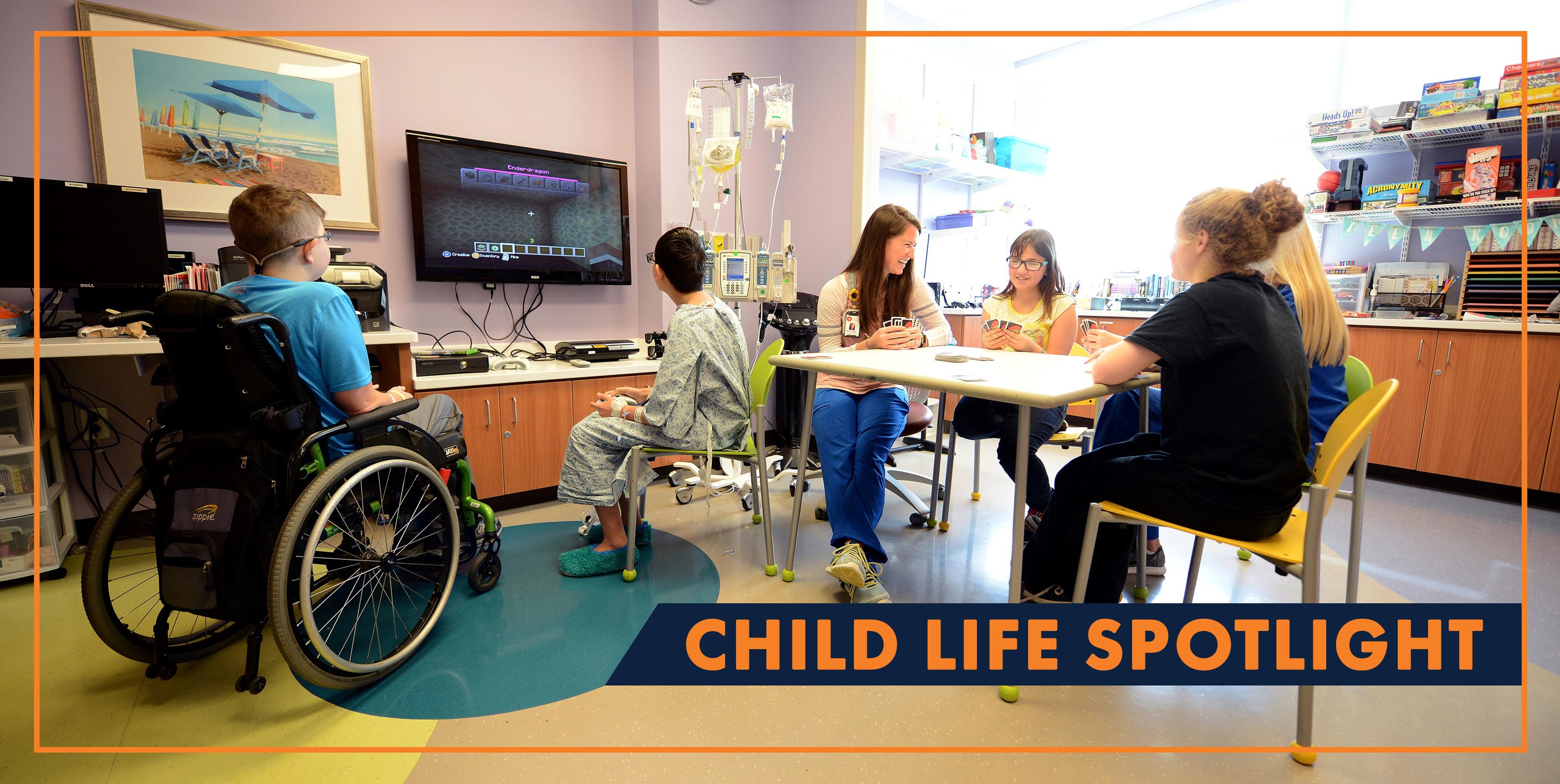 Children's of Alabama CHild Life Specialist Mary Kate Clements, HDFS '15, in a group setting with teen patients.