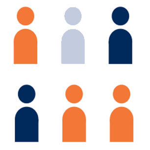 orange and blue people icons