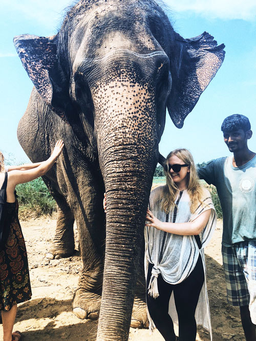 Abi Benz with an elaphant in Nepal.