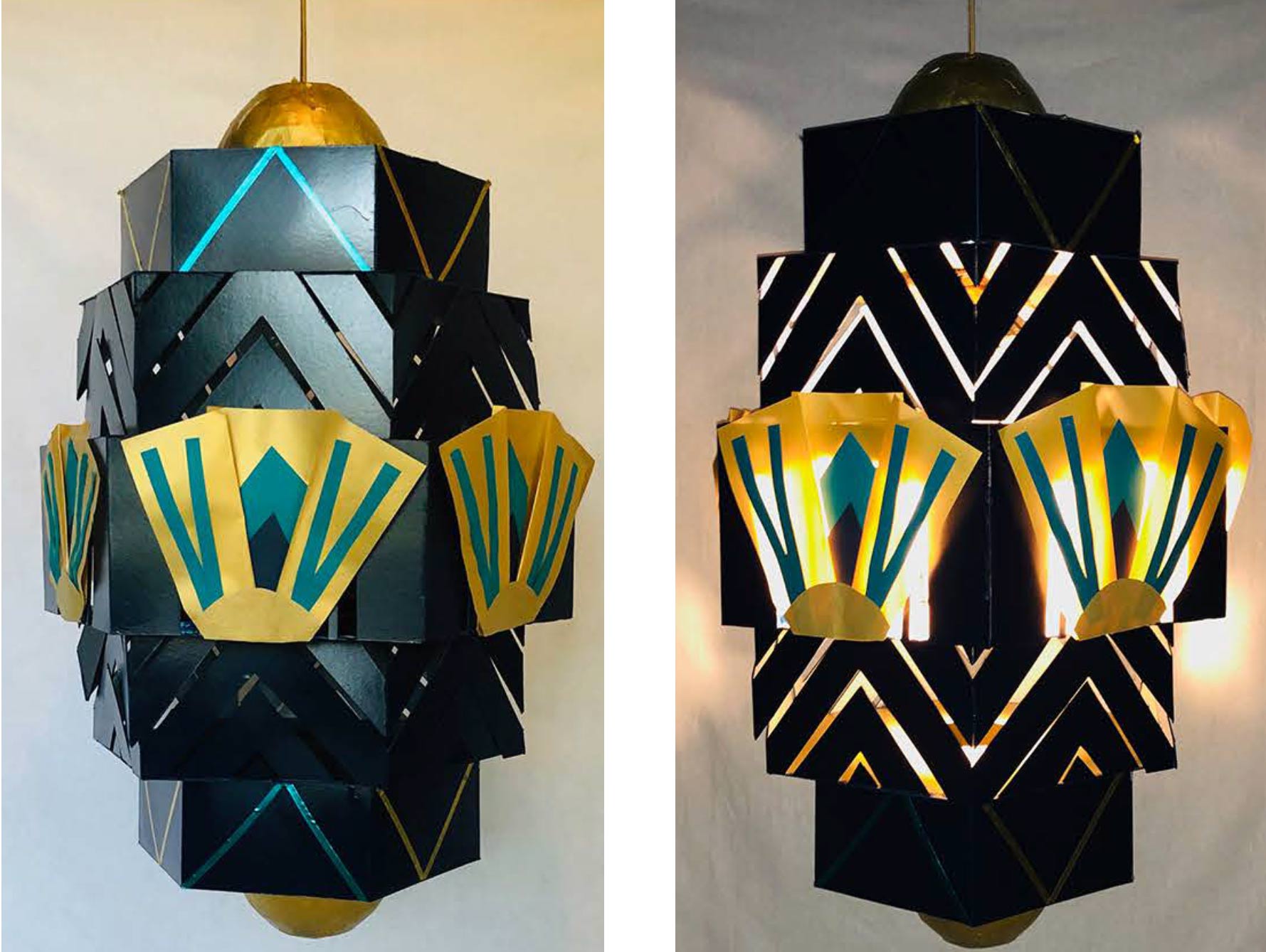 photos of a lamp designed from substainable materials..