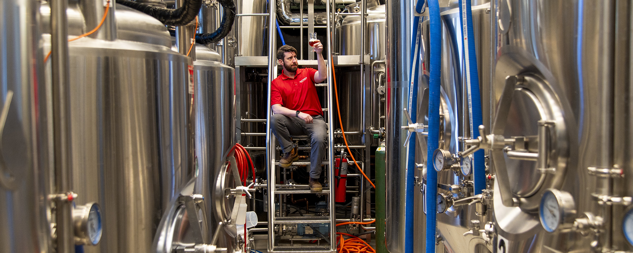 Drew in brewing lab 