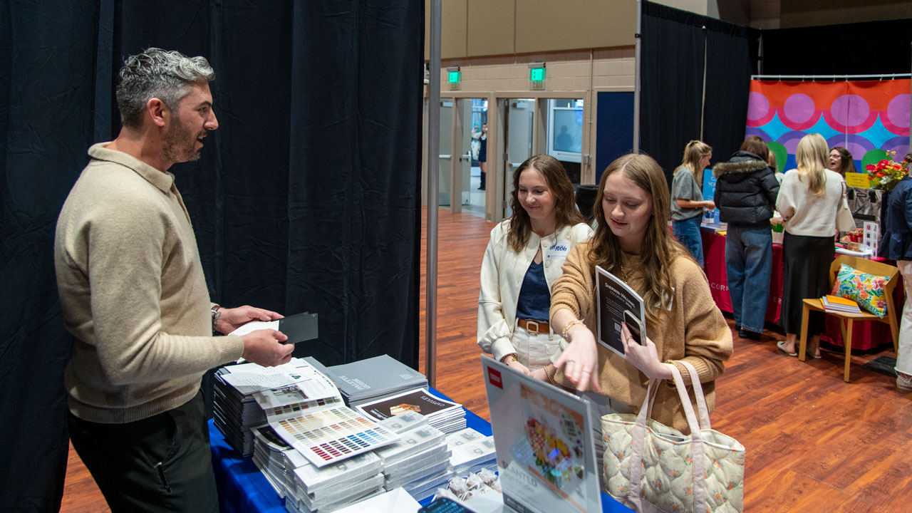 students at product fair
