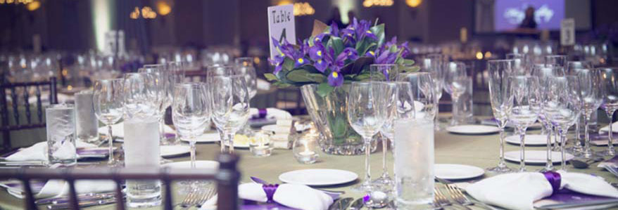 Table with formal place settings.
