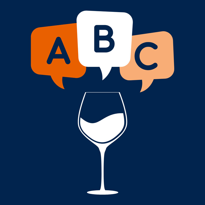 Wine Glass Icon with the letters ABC