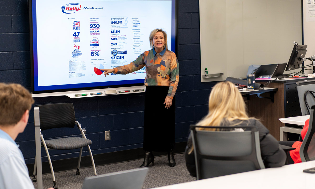 Dean Crowe speaking to class