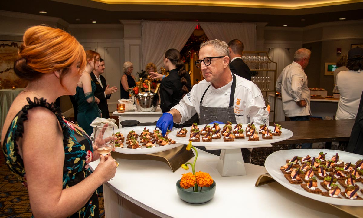 Photo of Chef Zane Holmquist at The Hospitality Gala.