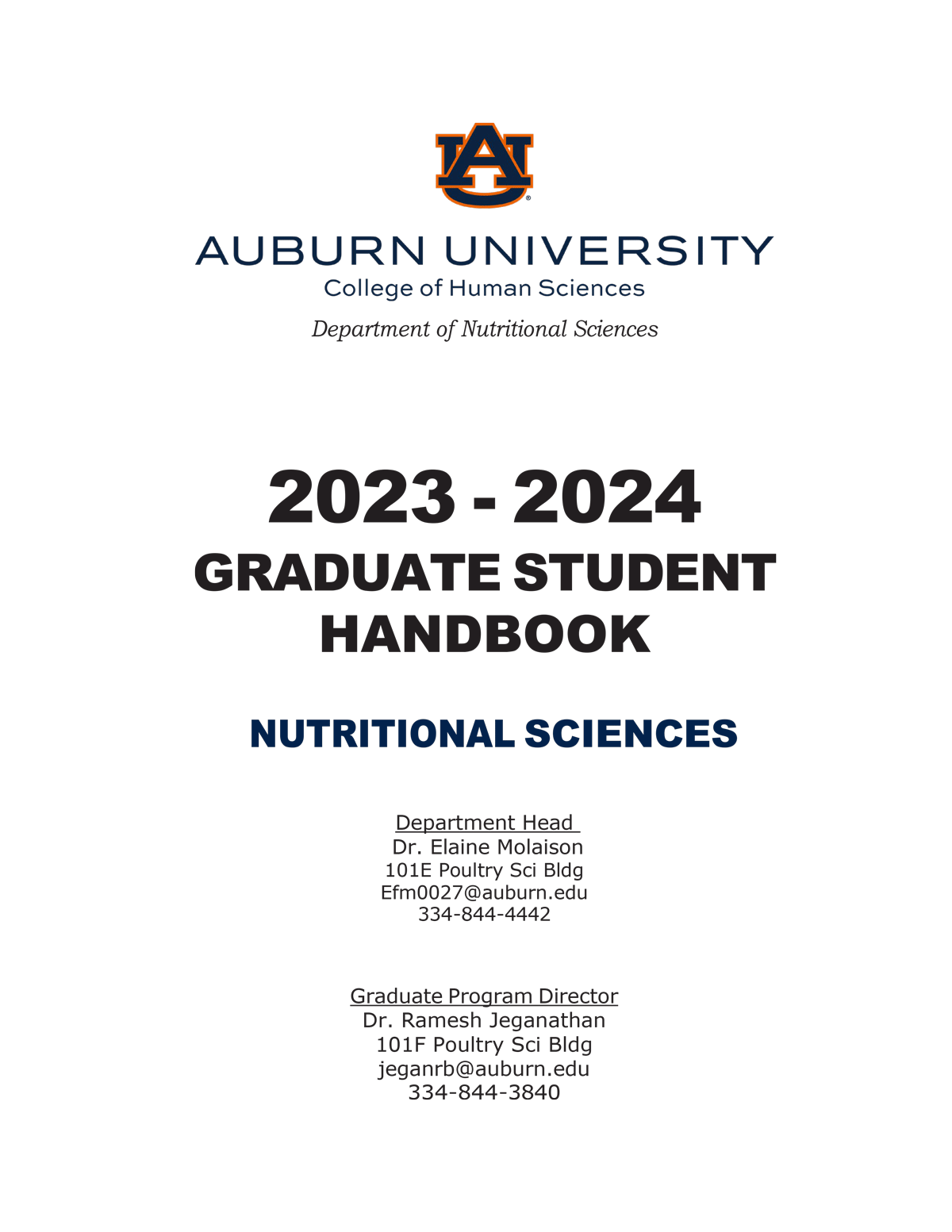 Nutrition Graduate Student Handbook